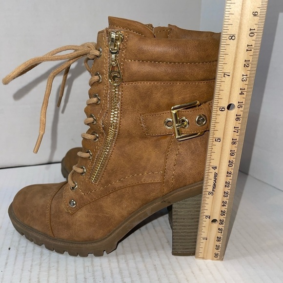 GBG by Guess Women's Boots 7M Brown All Manmade Lace Up Block Heel Retro Zip Up - Picture 11 of 13